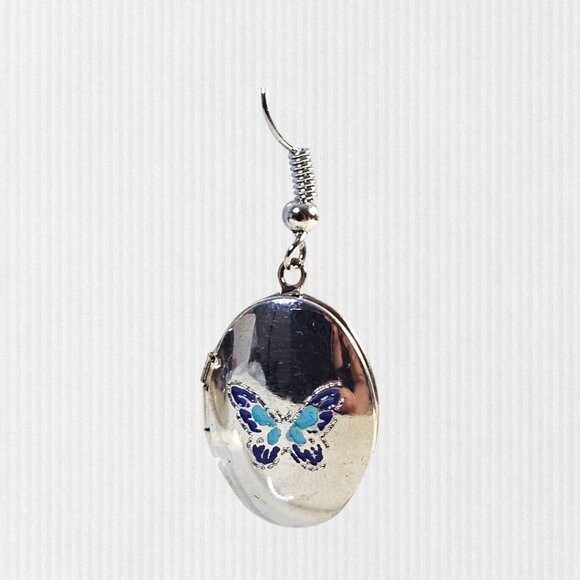 Butterfly Locket Drop Earrings Nickel-Free‎ NWT - Picture 4 of 4